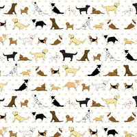 Mixed Dogs on White Fabric